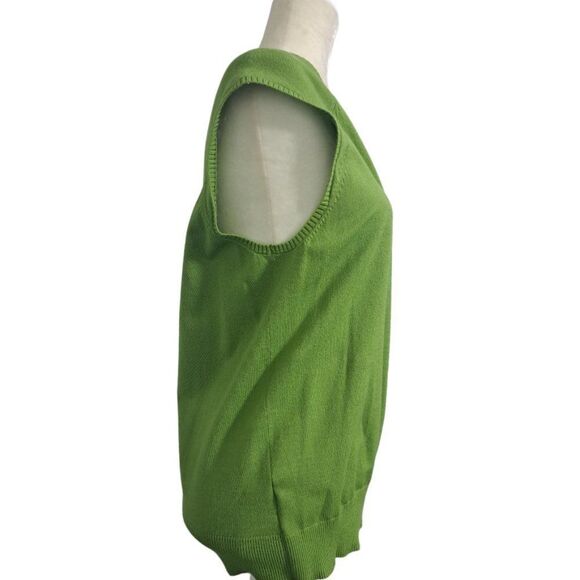 Ann Taylor Loft Women's Faux Wrap Knit Top Vest Sleeveless V Neck Kelly Green L - Picture 4 of 8